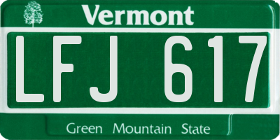 VT license plate LFJ617