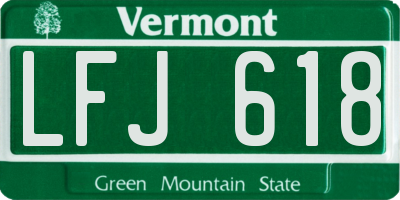 VT license plate LFJ618