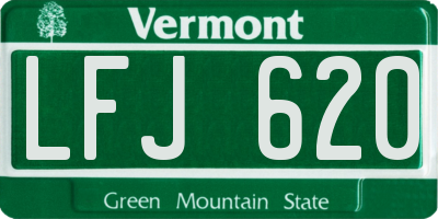 VT license plate LFJ620