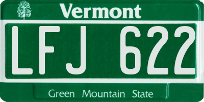 VT license plate LFJ622