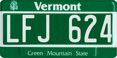 VT license plate LFJ624