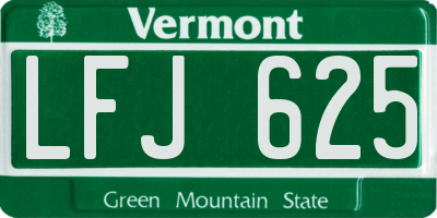 VT license plate LFJ625