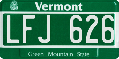 VT license plate LFJ626
