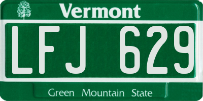 VT license plate LFJ629