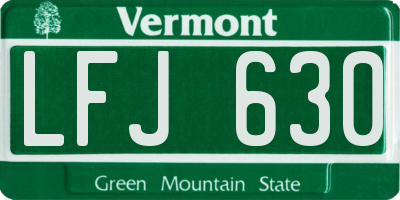 VT license plate LFJ630
