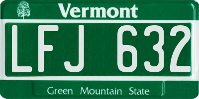 VT license plate LFJ632