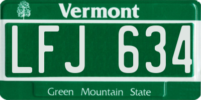 VT license plate LFJ634