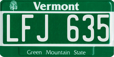 VT license plate LFJ635