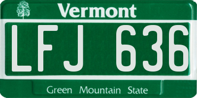 VT license plate LFJ636