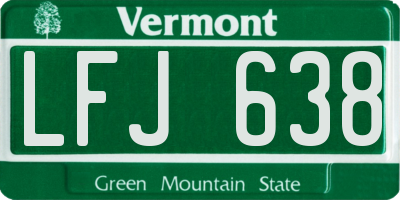 VT license plate LFJ638