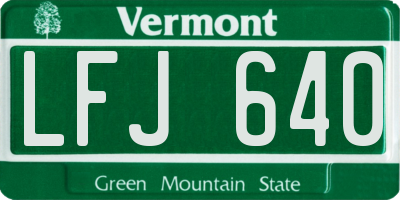 VT license plate LFJ640