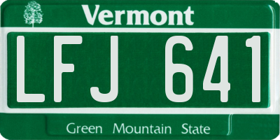 VT license plate LFJ641