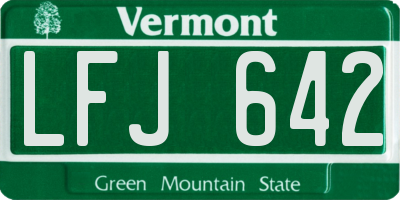 VT license plate LFJ642