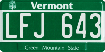 VT license plate LFJ643