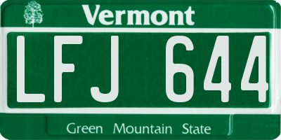 VT license plate LFJ644