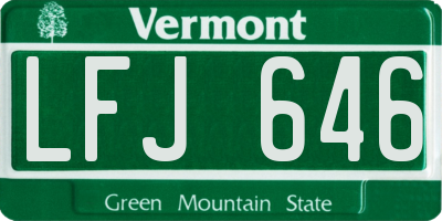 VT license plate LFJ646