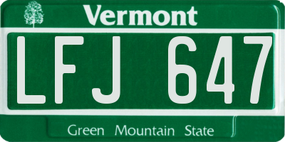 VT license plate LFJ647