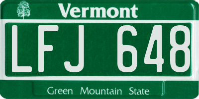 VT license plate LFJ648