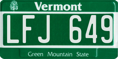 VT license plate LFJ649