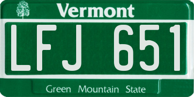 VT license plate LFJ651