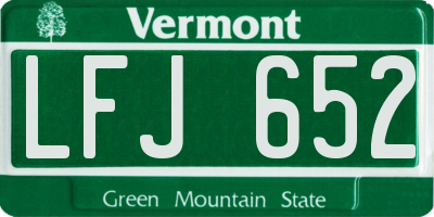 VT license plate LFJ652