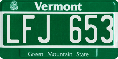 VT license plate LFJ653