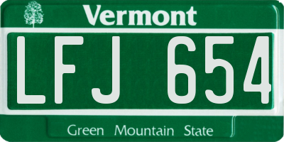 VT license plate LFJ654