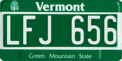 VT license plate LFJ656