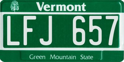 VT license plate LFJ657