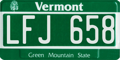 VT license plate LFJ658