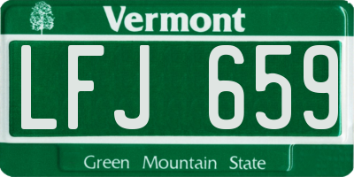 VT license plate LFJ659