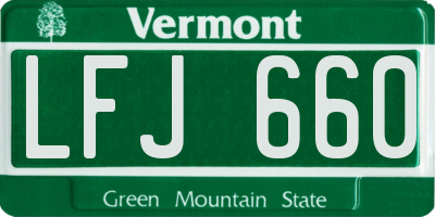VT license plate LFJ660