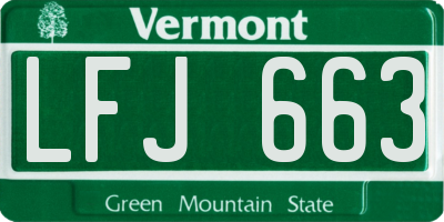 VT license plate LFJ663