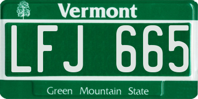VT license plate LFJ665