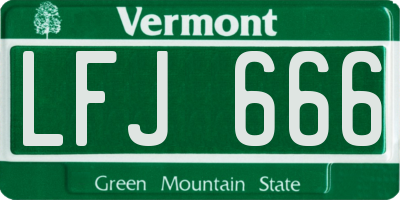 VT license plate LFJ666