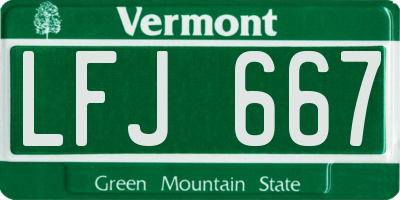 VT license plate LFJ667