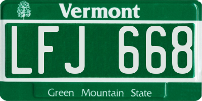 VT license plate LFJ668