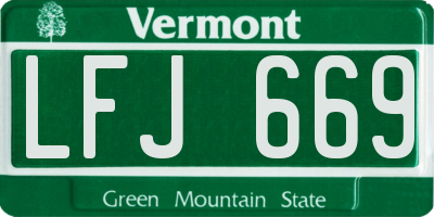 VT license plate LFJ669