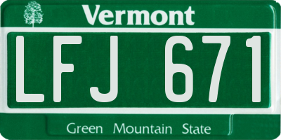 VT license plate LFJ671