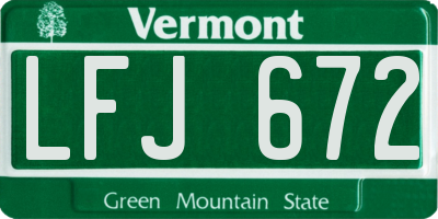VT license plate LFJ672