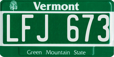 VT license plate LFJ673
