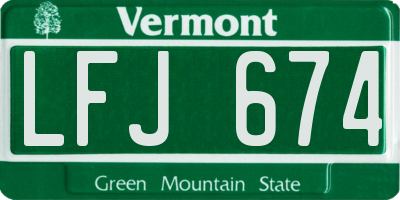 VT license plate LFJ674