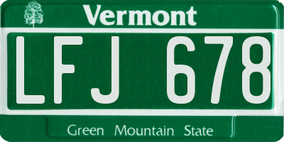 VT license plate LFJ678