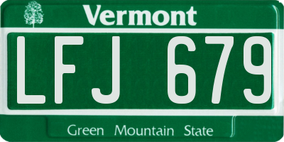 VT license plate LFJ679