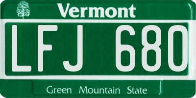 VT license plate LFJ680