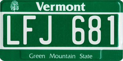 VT license plate LFJ681