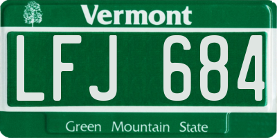 VT license plate LFJ684