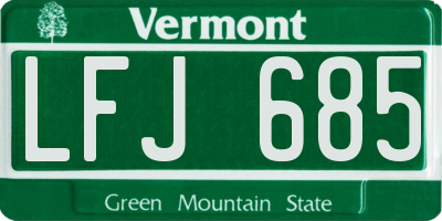 VT license plate LFJ685