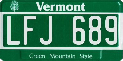 VT license plate LFJ689