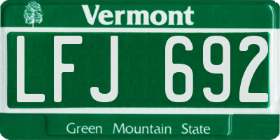 VT license plate LFJ692